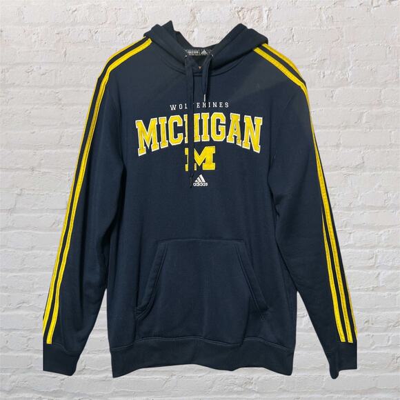 Michigan Wolverines Hoodie Adidas Men's Blue Maze Long Sleeve Sweatshirt Medium - Picture 1 of 9